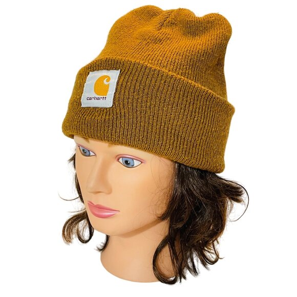 Carhartt Acrylic Watch Hat Beanie Golden Brown Rib-Knit Warm Winter Cap OS Most - Picture 1 of 13